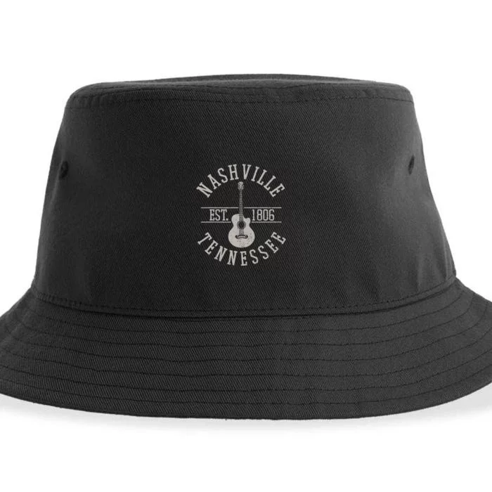 Nashville Tennessee Country Music City Guitar Player Gift Sustainable Bucket Hat