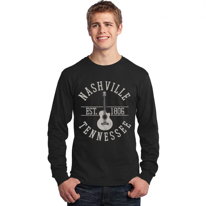 Nashville Tennessee Country Music City Guitar Player Gift Tall Long Sleeve T-Shirt