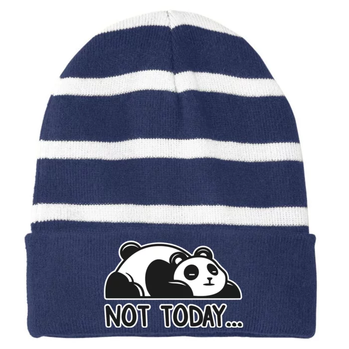 Not Today Cute Lazy Panda Striped Beanie with Solid Band