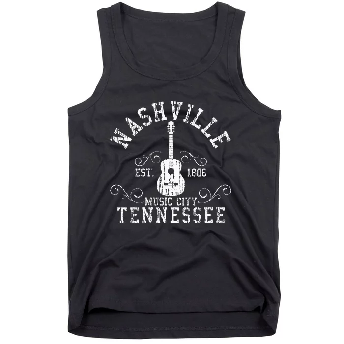 Nashville Tennessee Country Music City Guitar Gift Tank Top