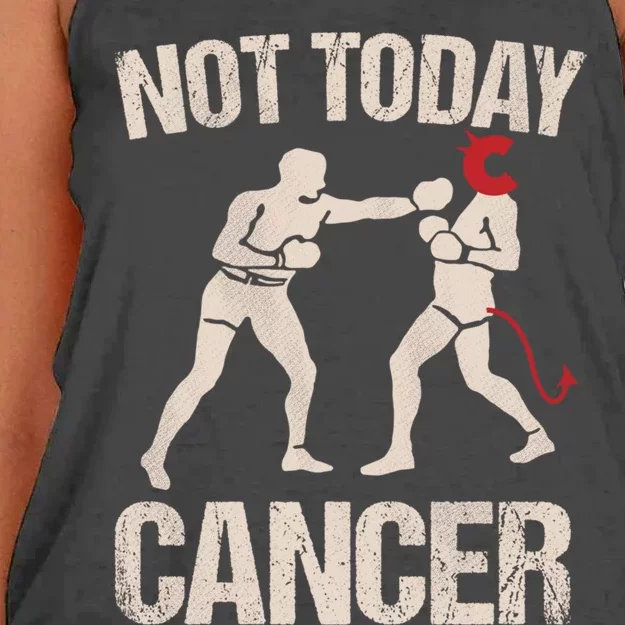 Not Today Cancer Cancer Free Diagnosis Boxer Fighting Cancer Gift Women's Knotted Racerback Tank