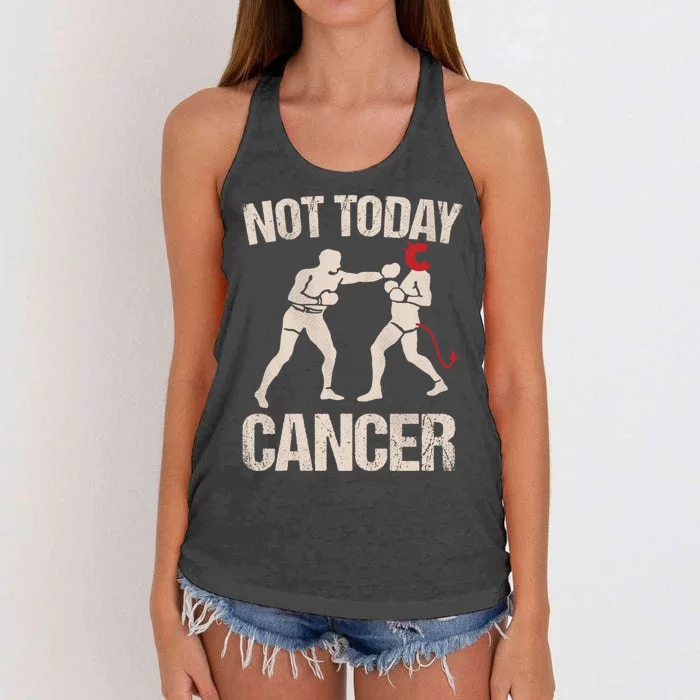 Not Today Cancer Cancer Free Diagnosis Boxer Fighting Cancer Gift Women's Knotted Racerback Tank