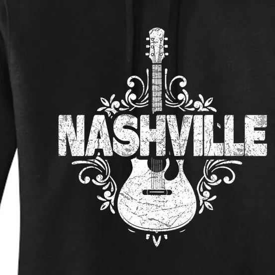 Nashville Tennessee Country Music Lovers Retro Guitar Player Women's Pullover Hoodie