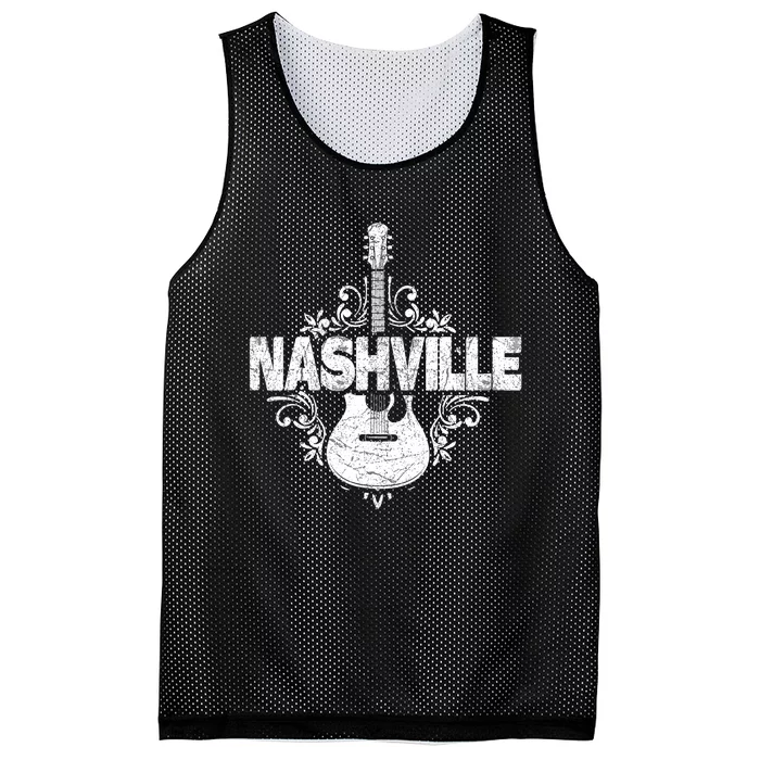 Nashville Tennessee Country Music Lovers Retro Guitar Player Mesh Reversible Basketball Jersey Tank