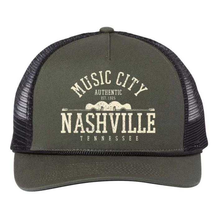 Nashville Tennessee Country Music City Guitar Gift Vintage Retro Rope Trucker Hat Cap