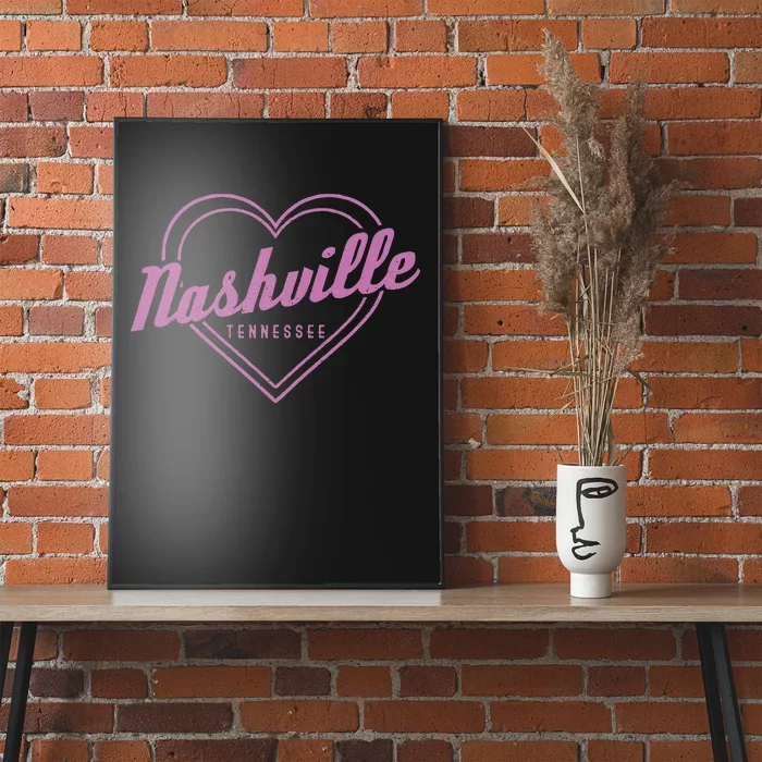 Nashville Tennessee Country Music City Heart Gift Vintage Poster