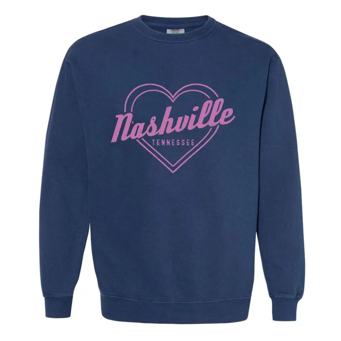 Nashville Tennessee Country Music City Heart Gift Vintage Garment-Dyed Sweatshirt