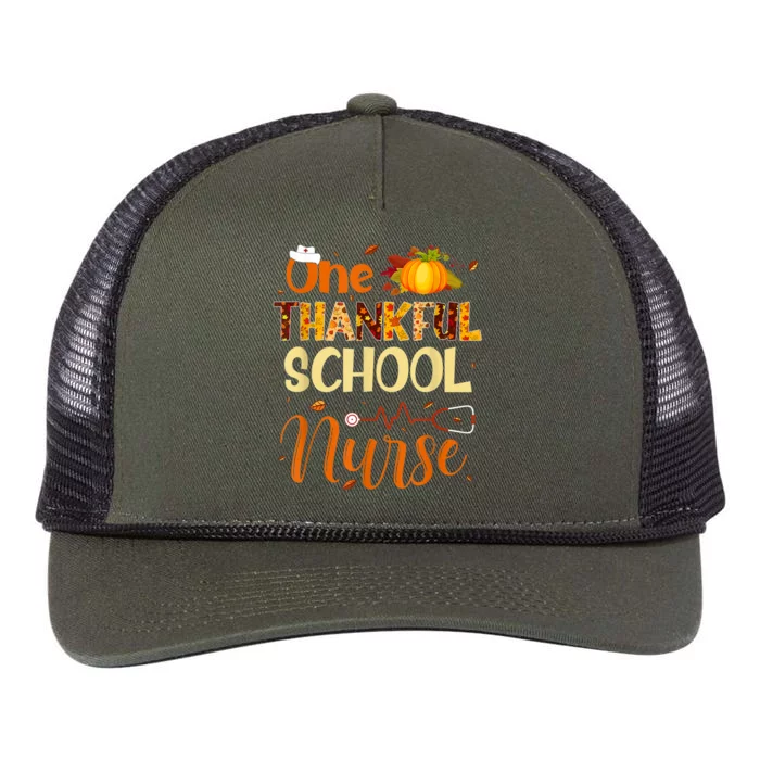 Nurse Thanksgiving Day One Thankful School Nurse Pumpkin Gift Retro Rope Trucker Hat Cap