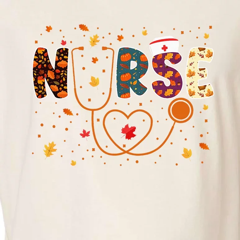 Nursing Thanksgiving Day Stethoscope Fall Nurse Costume Garment-Dyed Women's Muscle Tee