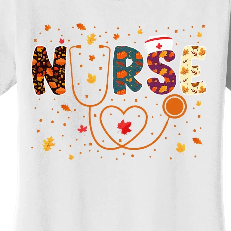 Nursing Thanksgiving Day Stethoscope Fall Nurse Costume Women's T-Shirt