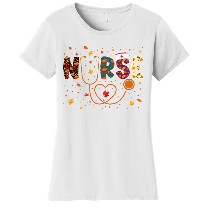 Nursing Thanksgiving Day Stethoscope Fall Nurse Costume Women's T-Shirt