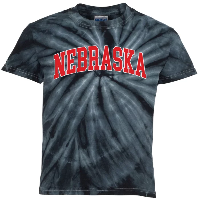 Nebraska Throwback Design Print Classic Kids Tie-Dye T-Shirt