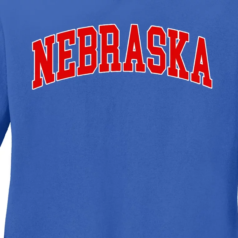 Nebraska Throwback Design Classic Ladies Long Sleeve Shirt