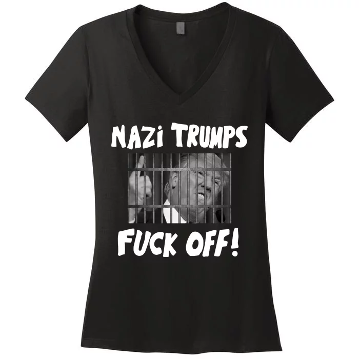 Nazi Trumps Fuck Off Women's V-Neck T-Shirt