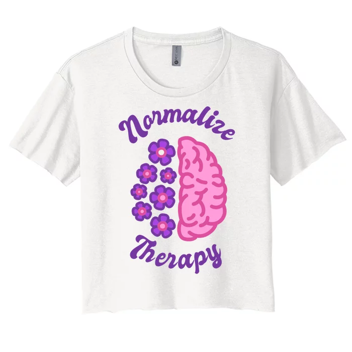 Normalize Therapy Floral Brain Women's Crop Top Tee