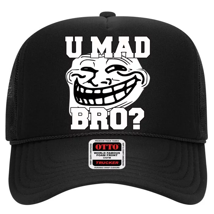 New Troll Face U Mad Smile Bro High Crown Mesh Trucker Hat