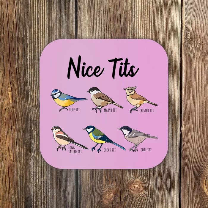 Nice Tits Funny Bird Watching Birding Coaster