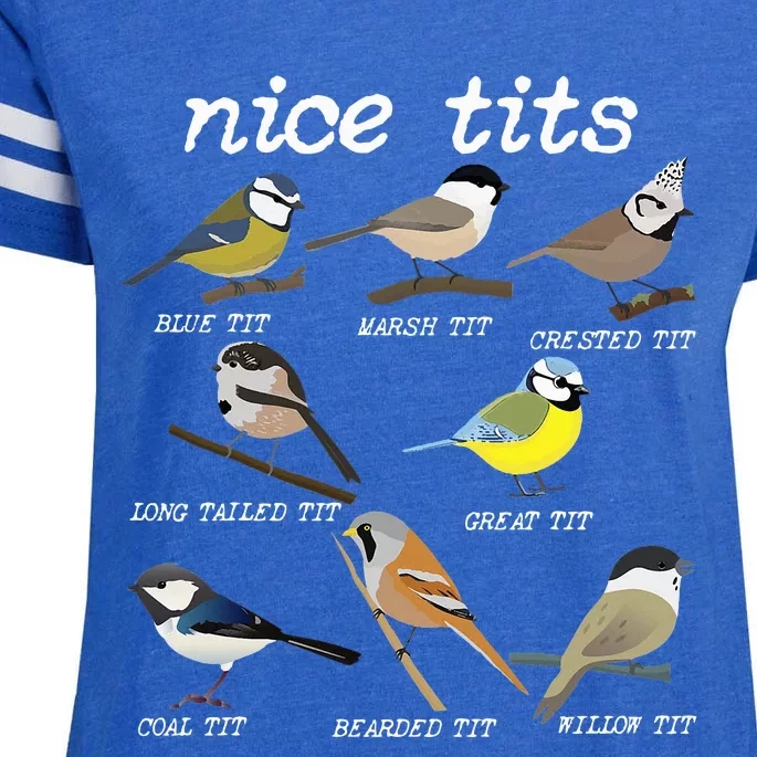 Nice Tits Funny Bird Watching Funny Tit Birds Birdwatcher Enza Ladies Jersey Football T-Shirt