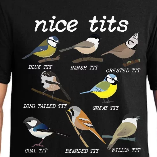 Nice Tits Funny Bird Watching Funny Tit Birds Birdwatcher Pajama Set