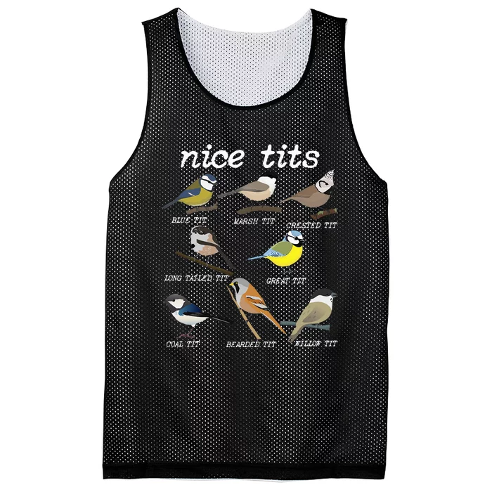 Nice Tits Funny Bird Watching Funny Tit Birds Birdwatcher Mesh Reversible Basketball Jersey Tank