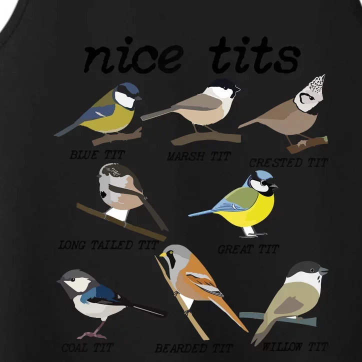 Nice Tits Funny Bird Watching, Funny Tit Birds Birdwatcher Performance Tank