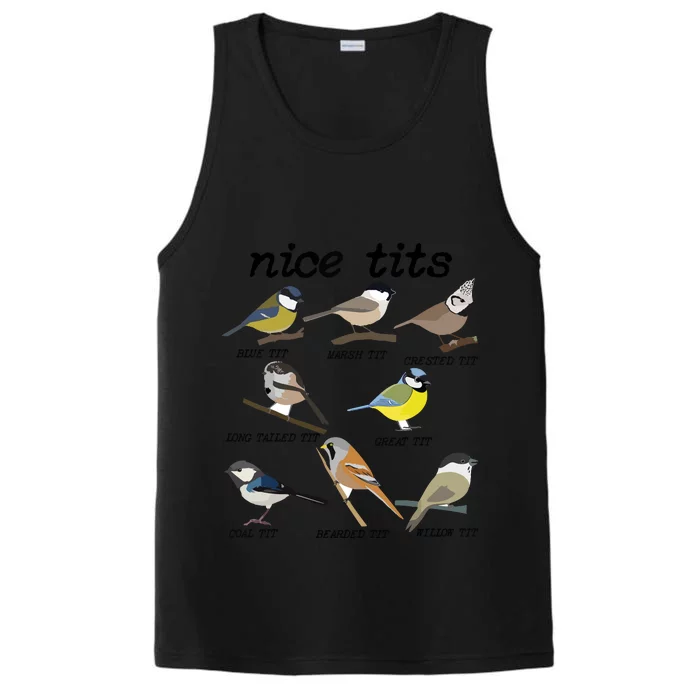 Nice Tits Funny Bird Watching, Funny Tit Birds Birdwatcher Performance Tank