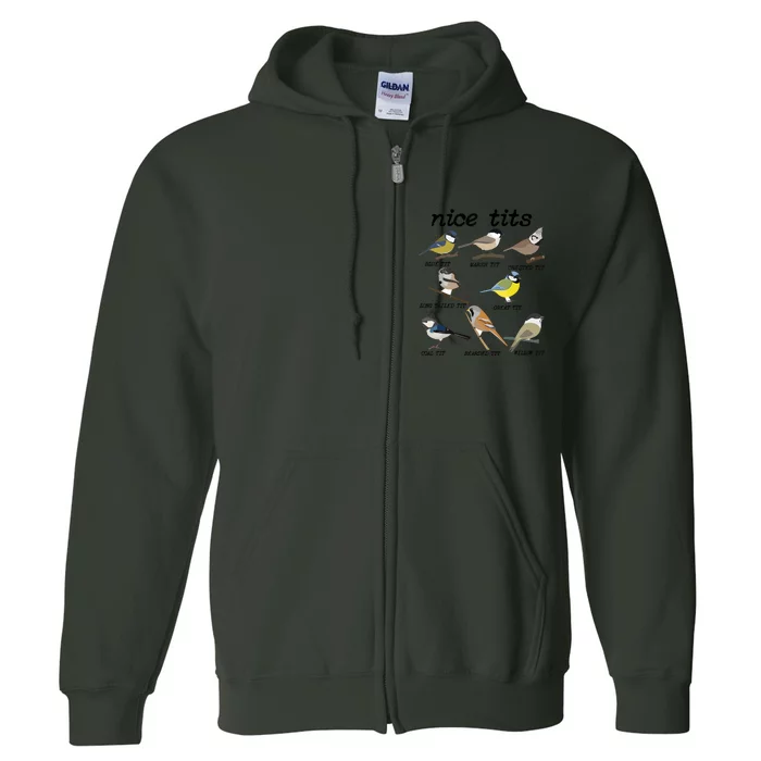 Nice Tits Funny Bird Watching, Funny Tit Birds Birdwatcher Full Zip Hoodie