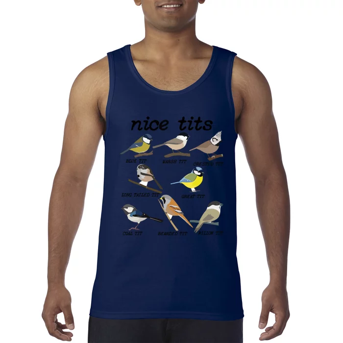 Nice Tits Funny Bird Watching, Funny Tit Birds Birdwatcher Tank Top