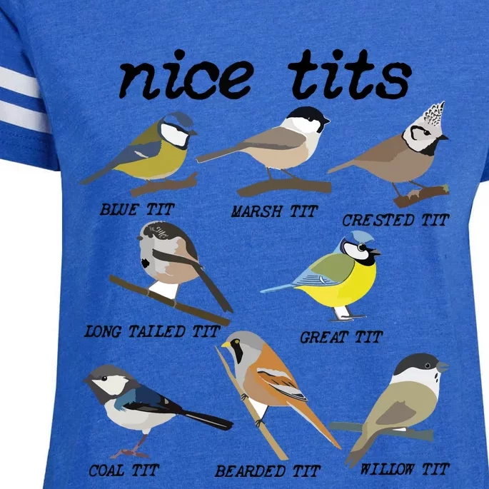 Nice Tits Funny Bird Watching, Funny Tit Birds Birdwatcher Enza Ladies Jersey Football T-Shirt