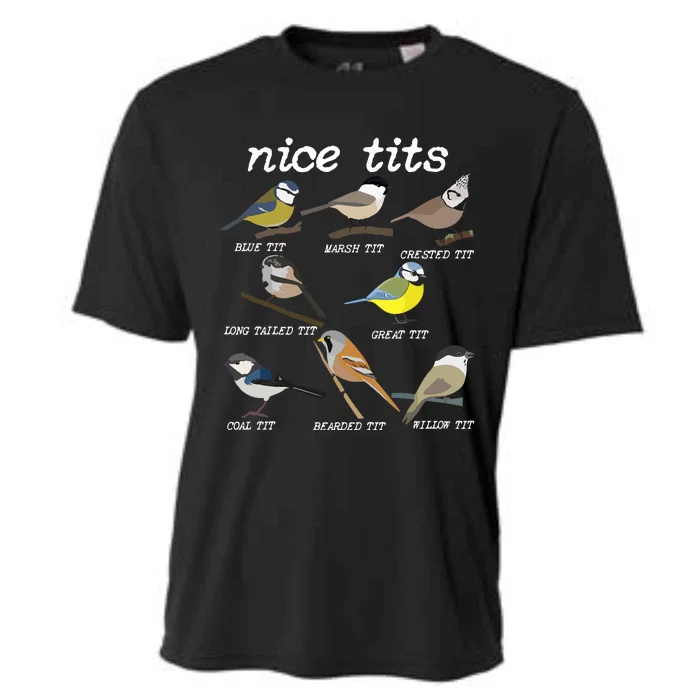 Nice Tits Funny Bird Watching, Funny Tit Birds Birdwatcher VNeck Cooling Performance Crew T-Shirt