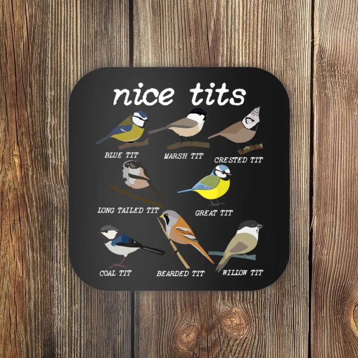 Nice Tits Funny Bird Watching, Funny Tit Birds Birdwatcher VNeck Coaster