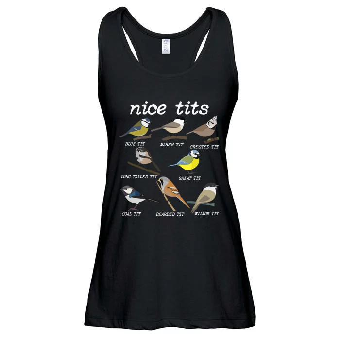 Nice Tits Funny Bird Watching, Funny Tit Birds Birdwatcher VNeck Ladies Essential Flowy Tank