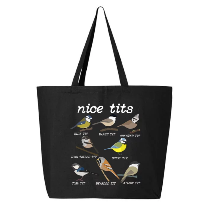 Nice Tits Funny Bird Watching, Funny Tit Birds Birdwatcher VNeck 25L Jumbo Tote