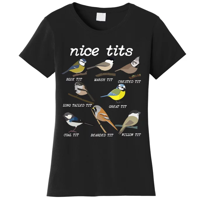 Nice Tits Funny Bird Watching, Funny Tit Birds Birdwatcher VNeck Women's T-Shirt