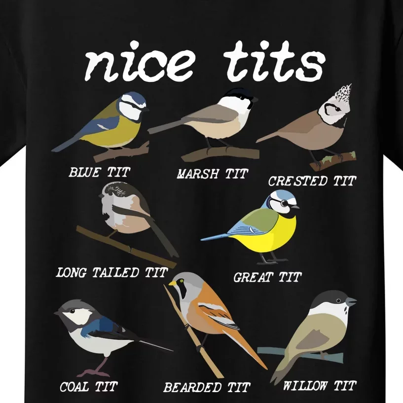 Nice Tits Funny Bird Watching, Funny Tit Birds Birdwatcher VNeck Kids T-Shirt