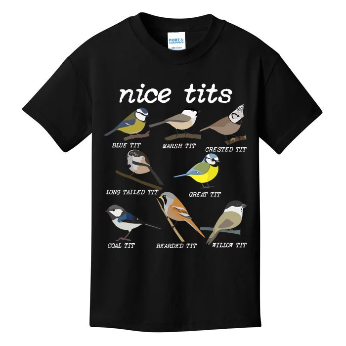 Nice Tits Funny Bird Watching, Funny Tit Birds Birdwatcher VNeck Kids T-Shirt