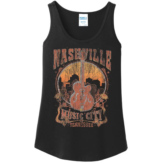 Nashville Tennessee Guitar Country Music City Guitarist Ladies Essential Tank