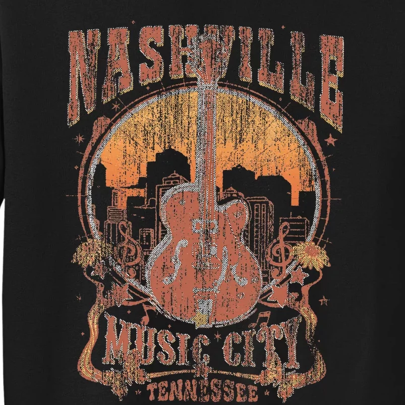 Nashville Tennessee Guitar Country Music City Guitarist Tall Sweatshirt