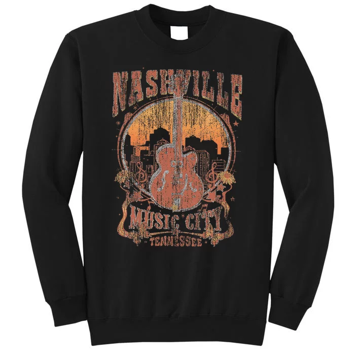 Nashville Tennessee Guitar Country Music City Guitarist Tall Sweatshirt