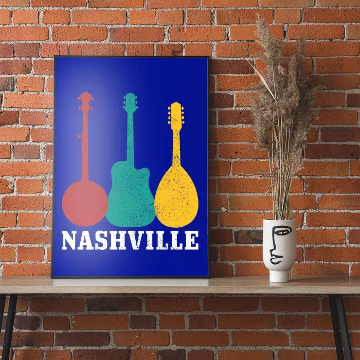 Nashville Tennessee Guitar Player Country Music City Vintage Gift Poster