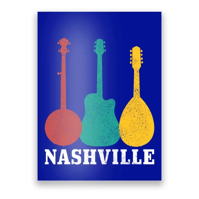 Nashville Tennessee Guitar Player Country Music City Vintage Gift Poster