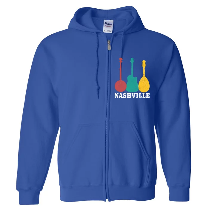 Nashville Tennessee Guitar Player Country Music City Vintage Gift Full Zip Hoodie