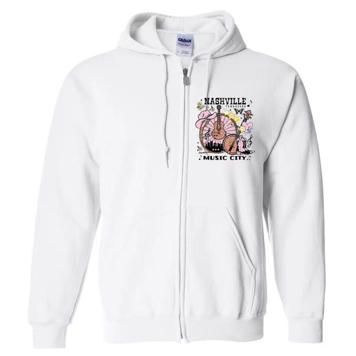 Nashville Tennessee Guitar Country Music City Guitarist Full Zip Hoodie