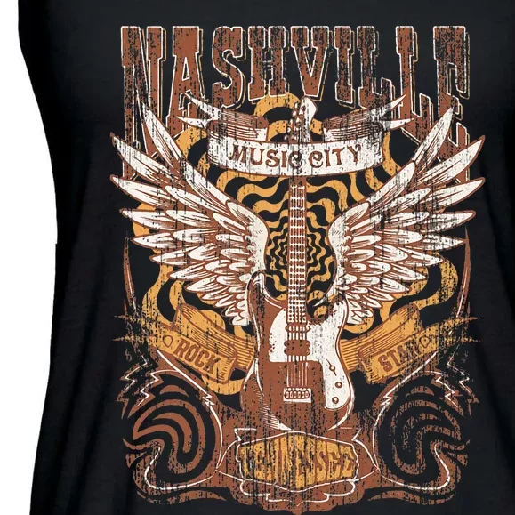 Nashville Tennessee Guitar Country Music City Guitarist Gift Ladies Essential Flowy Tank