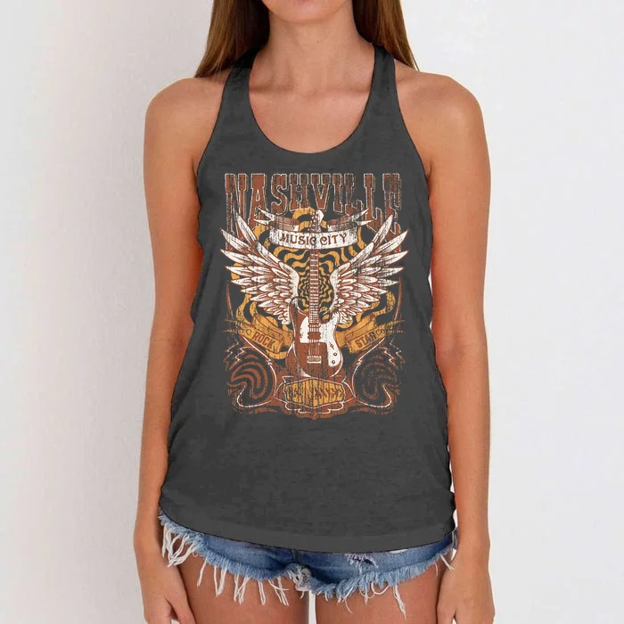 Nashville Tennessee Guitar Country Music City Guitarist Gift Women's Knotted Racerback Tank