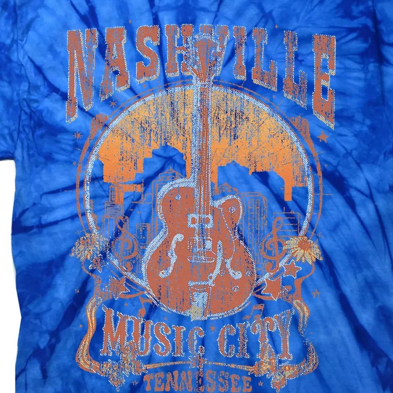 Nashville Tennessee Guitar Country Music City Guitarist Gift Tie-Dye T-Shirt