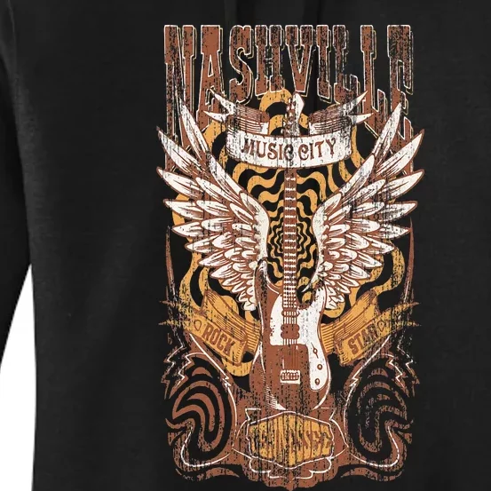 Nashville Tennessee Guitar Country Music City Guitarist Gift Women's Pullover Hoodie