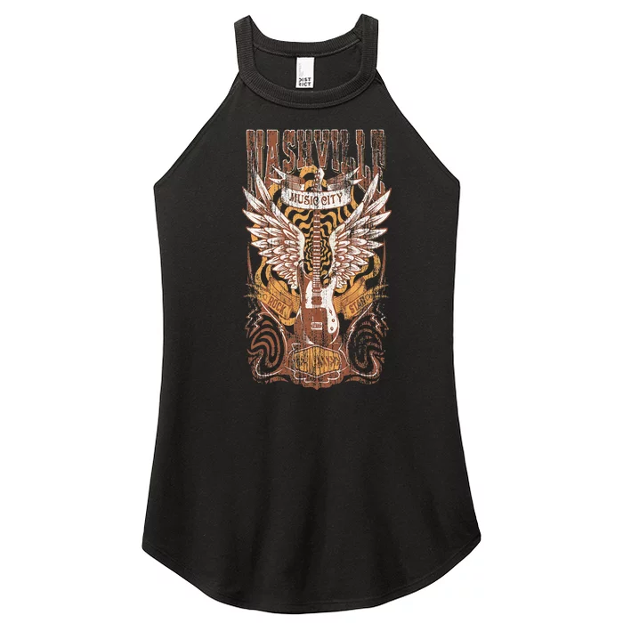 Nashville Tennessee Guitar Country Music City Guitarist Gift Women’s Perfect Tri Rocker Tank