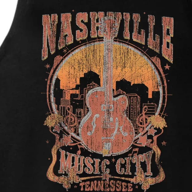 Nashville Tennessee Guitar Country Music City Ladies Tri-Blend Wicking Tank