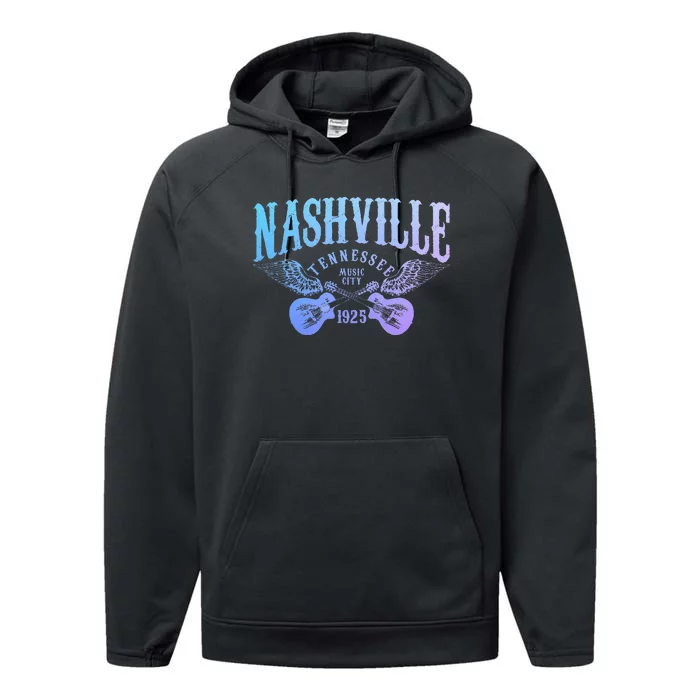 Nashville Tennessee Guitar Player Vintage Country Music City Performance Fleece Hoodie